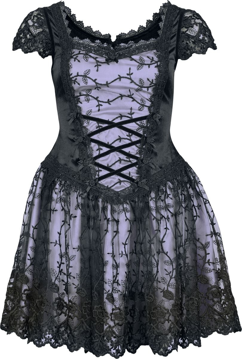 Robe courte Gothic de Sinister Gothic - Gothique - Mini-Robe - XS à XXL - pour Femme - noir/lilas - Sinister Gothic