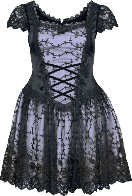 Robe courte Gothic de Sinister Gothic - Gothique - Mini-Robe - XS à XXL - pour Femme - noir/lilas - Sinister Gothic