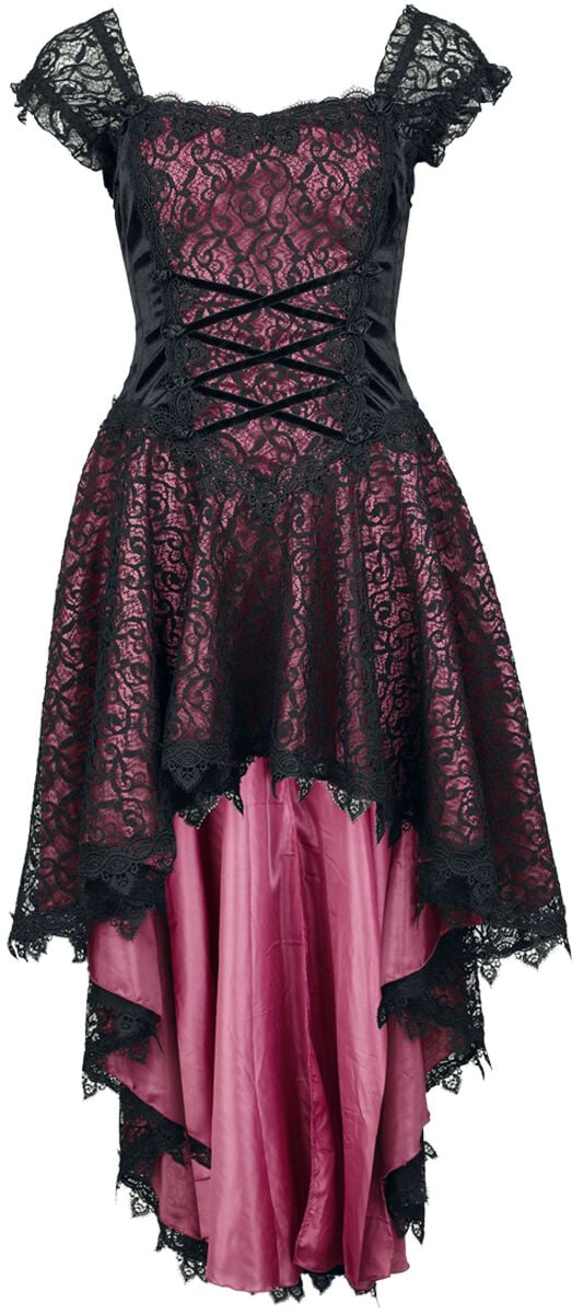 Robe mi-longue Gothic de Sinister Gothic - Robe Gothique - S à XXL - pour Femme - noir/rose - Sinister Gothic