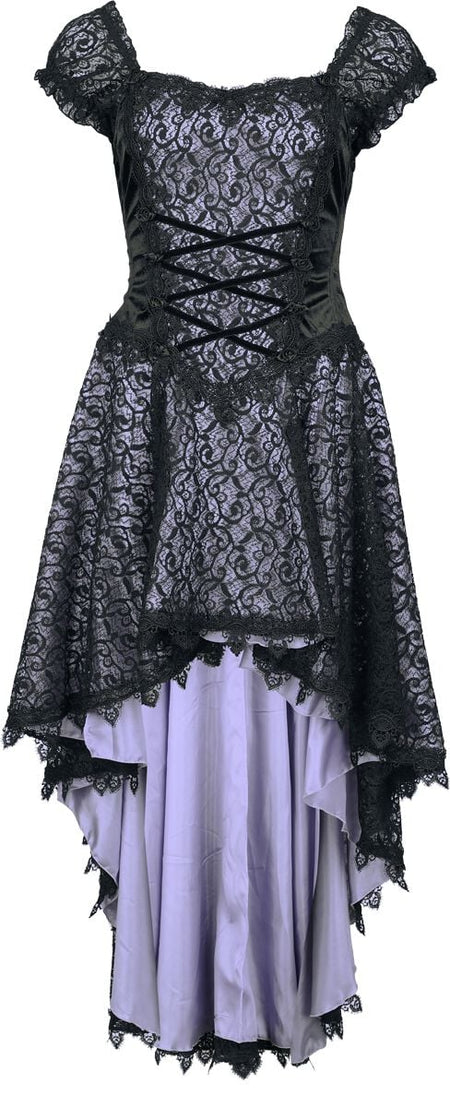 Robe mi-longue Gothic de Sinister Gothic - Robe Gothique - S à XXL - pour Femme - noir/lilas - Sinister Gothic