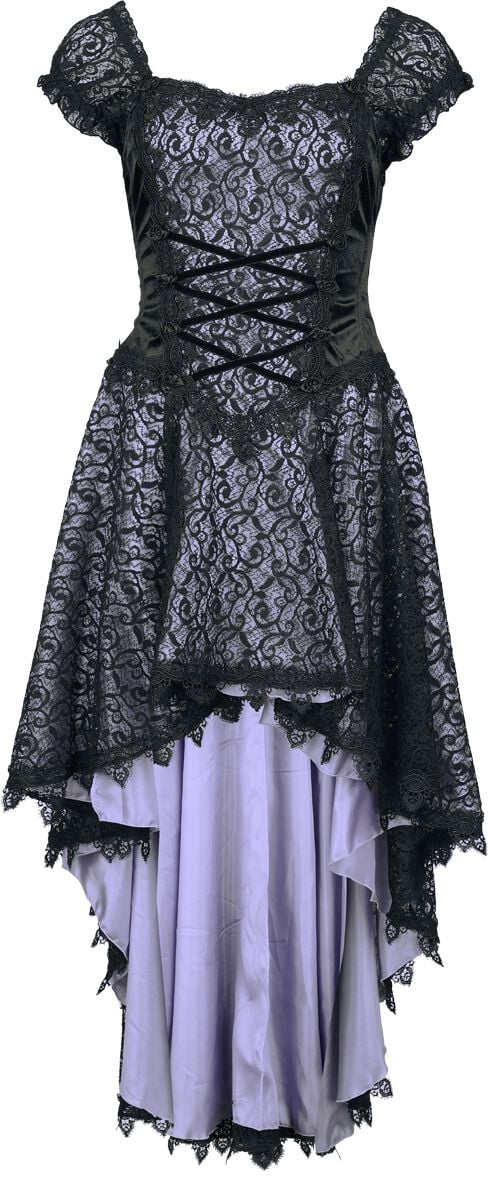 Robe mi-longue Gothic de Sinister Gothic - Robe Gothique - S à XXL - pour Femme - noir/lilas - Sinister Gothic