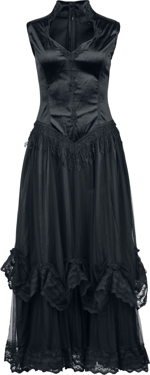 Robe longue Gothic de Sinister Gothic - Robe Longue Gothique - S à XXL - pour Femme - noir - Sinister Gothic