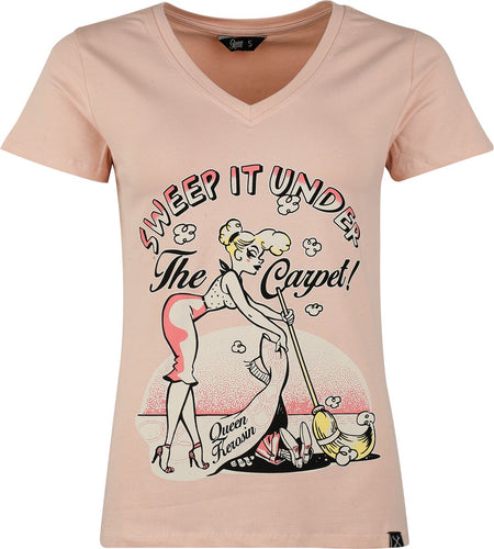 T-Shirt Manches courtes Rockabilly de Queen Kerosin - Sweep IT Up - XS à XXL - pour Femme - rose clair - Queen Kerosin