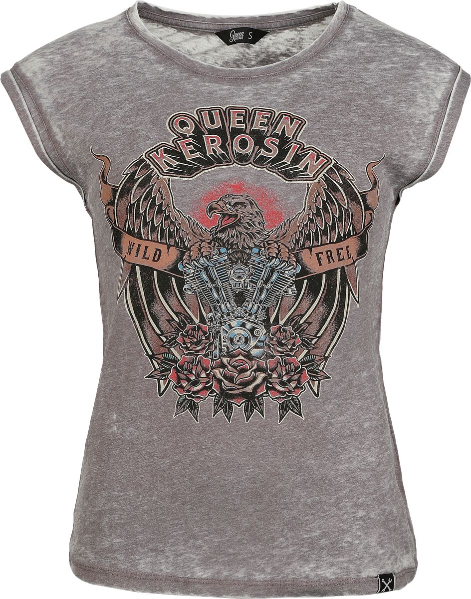 Top Rockabilly de Queen Kerosin - Wild Free - M à XXL - pour Femme - gris - Queen Kerosin