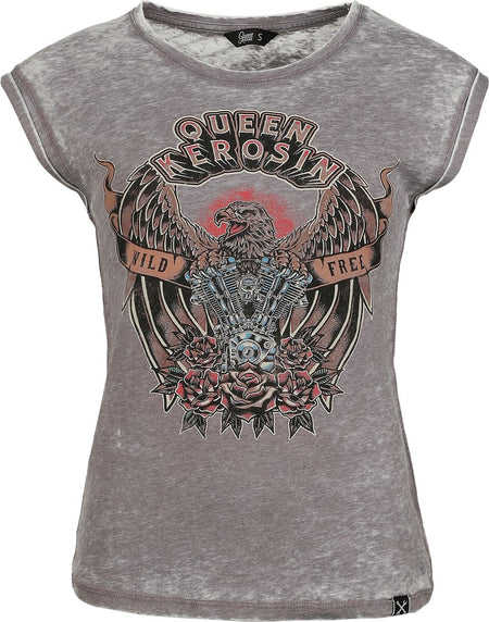 Top Rockabilly de Queen Kerosin - Wild Free - M à XXL - pour Femme - gris - Queen Kerosin