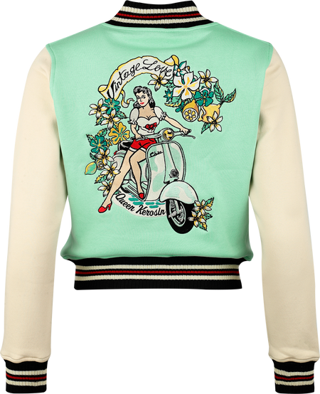 Veste Varsity Rockabilly de Queen Kerosin - Vintage Love - XS à XXL - pour Femme - beige/vert - Queen Kerosin - View 2