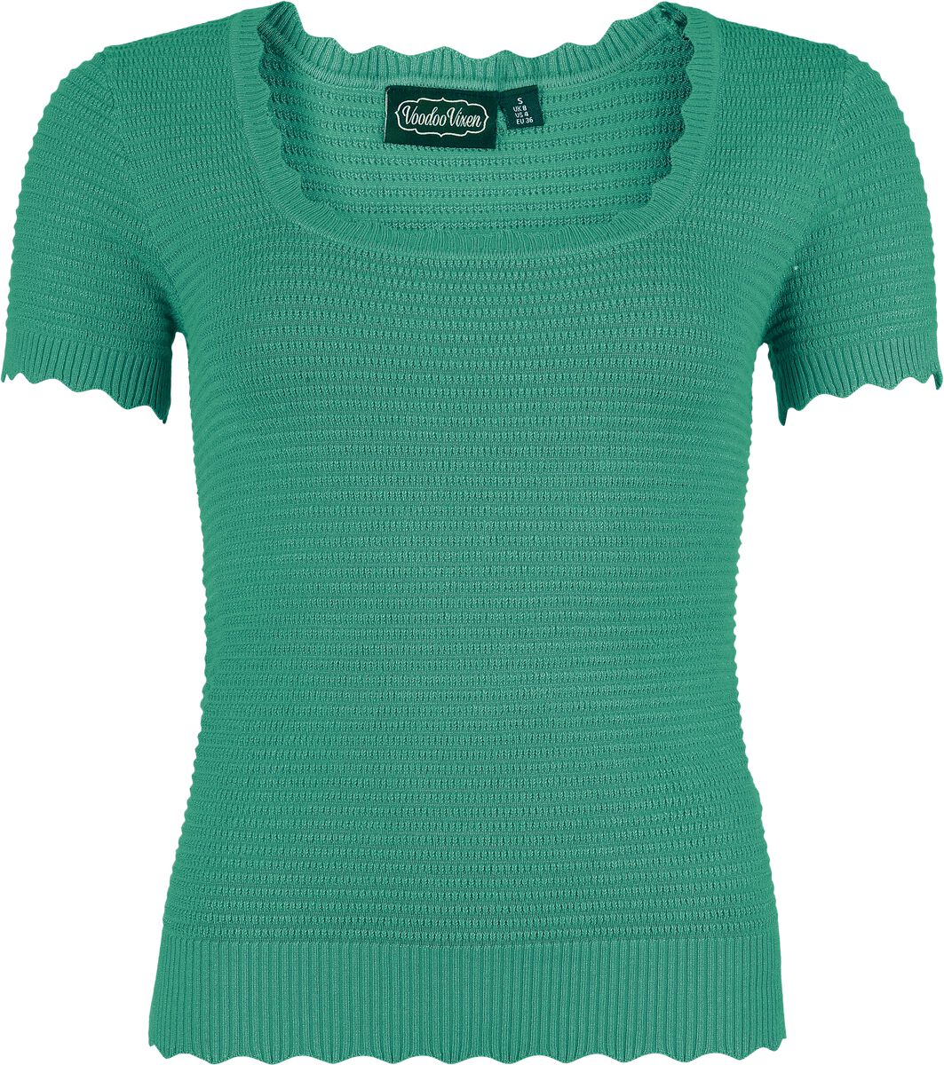 T-Shirt Manches courtes  de Voodoo Vixen - T-Shirt Bords Froncés - M à XXL - pour Femme - bleu - Voodoo Vixen