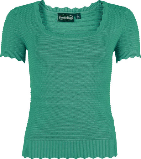 T-Shirt Manches courtes  de Voodoo Vixen - T-Shirt Bords Froncés - M à XXL - pour Femme - bleu - Voodoo Vixen