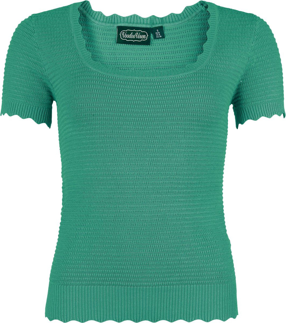 T-Shirt Manches courtes  de Voodoo Vixen - T-Shirt Bords Froncés - M à XXL - pour Femme - bleu - Voodoo Vixen