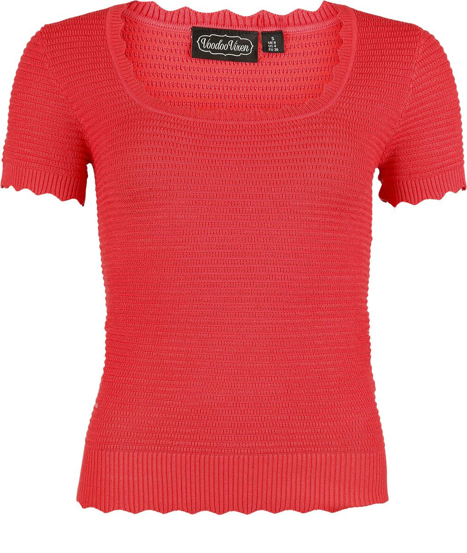 T-Shirt Manches courtes  de Voodoo Vixen - T-Shirt Bords Froncés - S à XXL - pour Femme - rose - Voodoo Vixen