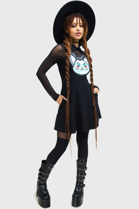 Robe courte Gothic de THE VAMPURR by KILLSTAR - Feeling Fangtastic Skater Dress - XS à 4XL - pour Femme - noir - THE VAMPURR by KILLSTAR - View 2