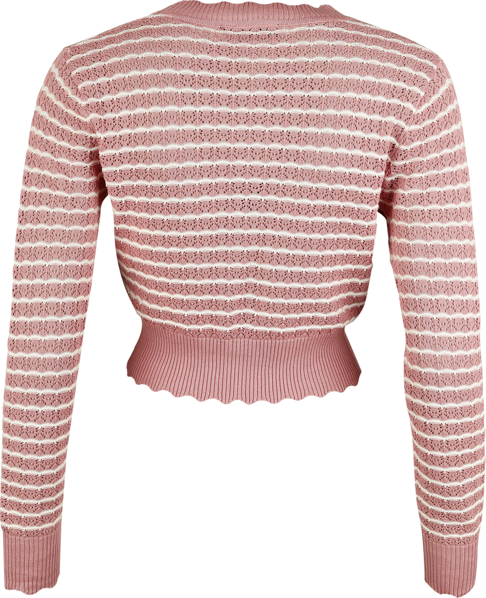 Gilets & Ponchos Rockabilly de Voodoo Vixen - Gilet Rayé - XS à XXL - pour Femme - rose/blanc - Voodoo Vixen - View 2