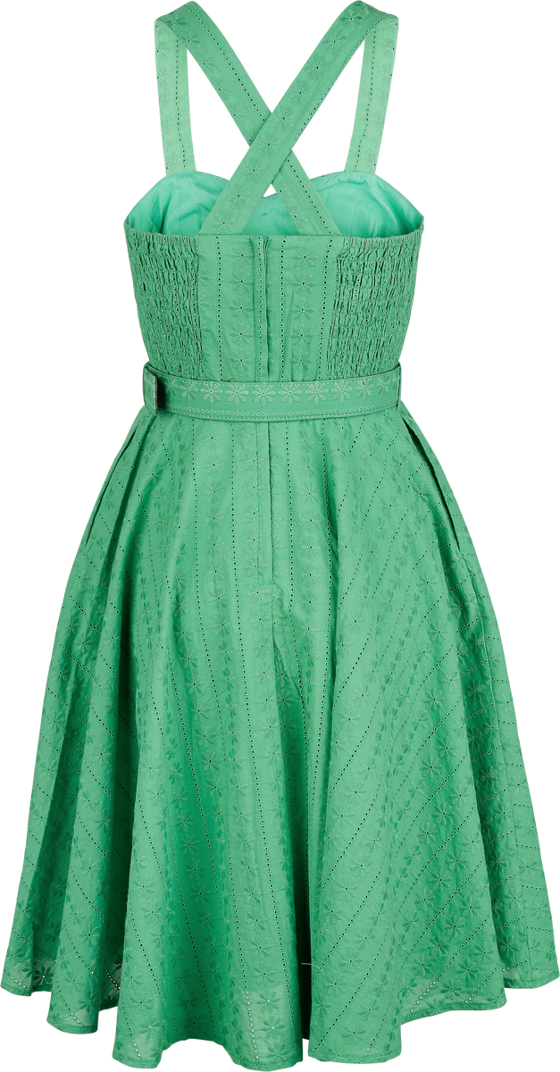 Robe mi-longue Rockabilly de Voodoo Vixen - Boucles Cœur - Robe Évasée - XS à XXL - pour Femme - vert - Voodoo Vixen - View 2