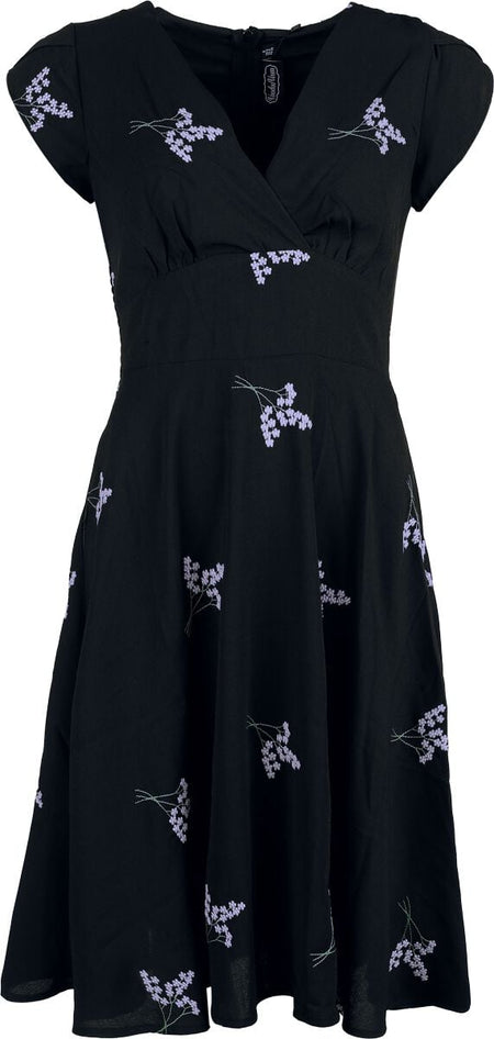 Robe mi-longue Rockabilly de Voodoo Vixen - Lavande - Robe Évasée - XS à XXL - pour Femme - noir - Voodoo Vixen