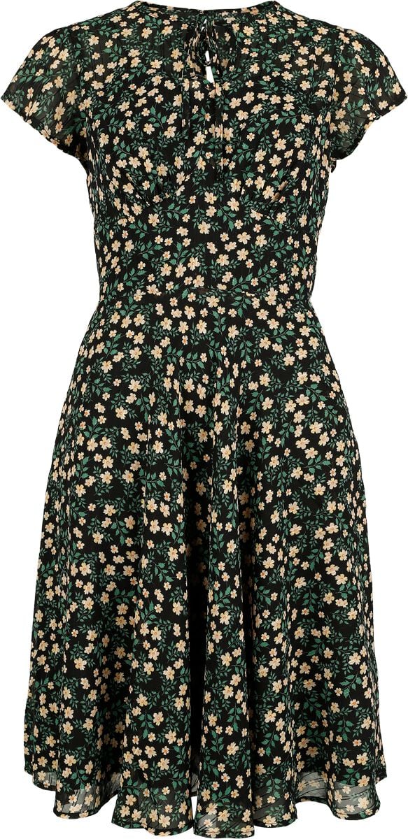 Robe mi-longue Rockabilly de Voodoo Vixen - Floral Flutter - Robe Évasée - XS à S - pour Femme - multicolore - Voodoo Vixen