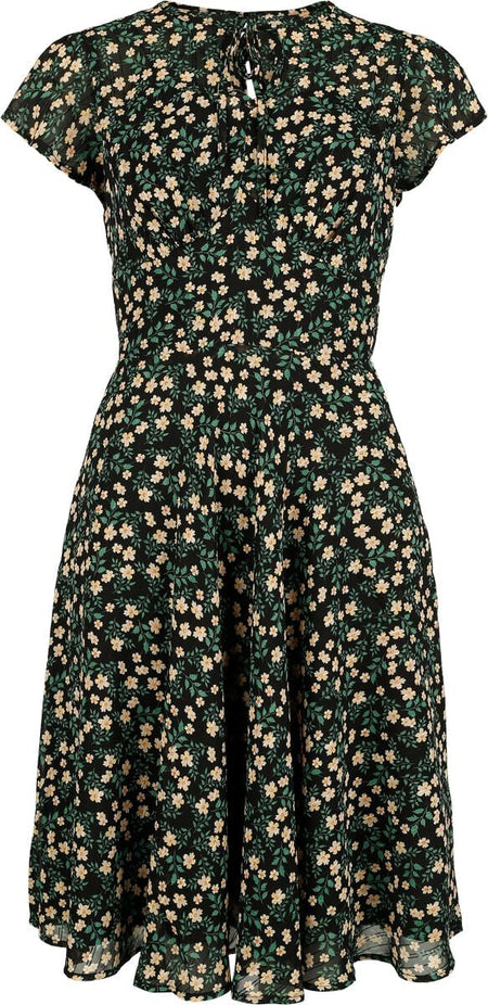 Robe mi-longue Rockabilly de Voodoo Vixen - Floral Flutter - Robe Évasée - XS à S - pour Femme - multicolore - Voodoo Vixen
