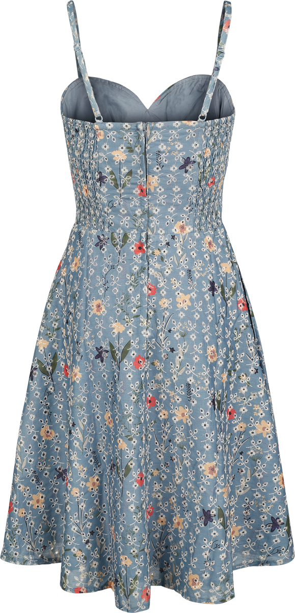 Robe mi-longue  de Voodoo Vixen - Summer Flowers Emb Flare Dress - XS à 4XL - pour Femme - bleu - Voodoo Vixen - View 2