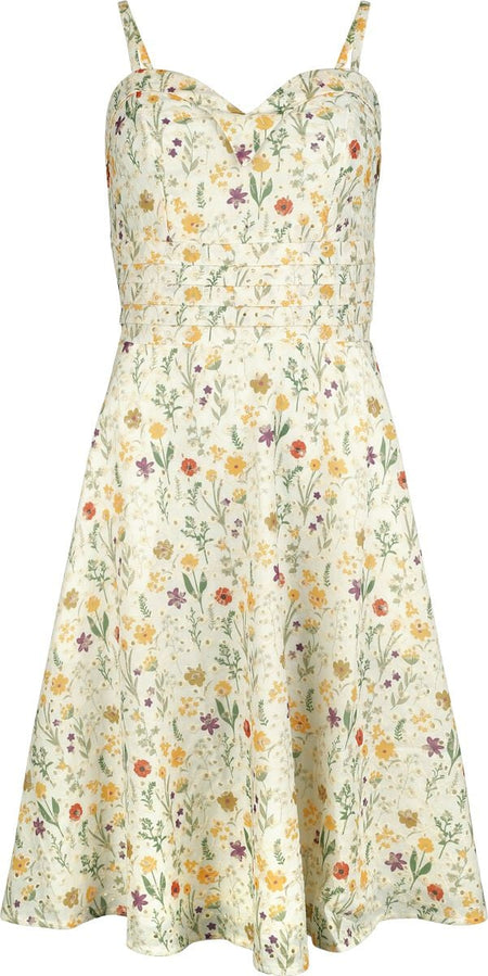 Robe mi-longue  de Voodoo Vixen - Summer Flowers Emb Flare Dress - XS à XXL - pour Femme - multicolore - Voodoo Vixen