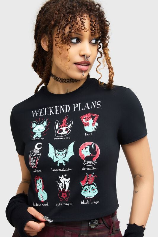 T-Shirt Manches courtes Gothic de THE VAMPURR by KILLSTAR - Weekend Plans Baby Tee - XS à 3XL - pour Femme - noir - THE VAMPURR by KILLSTAR