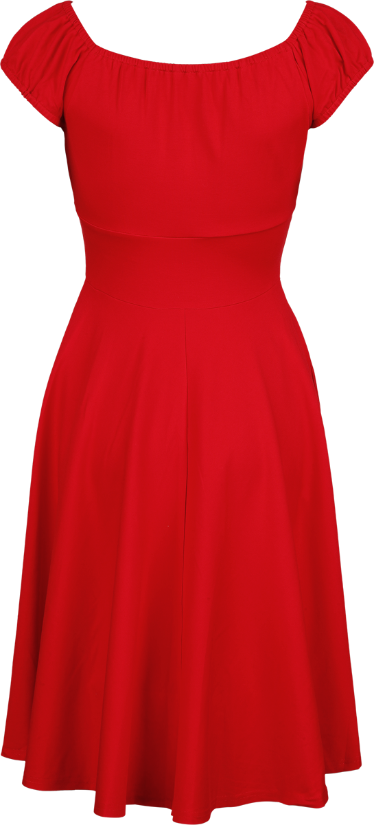 Robe mi-longue Rockabilly de Voodoo Vixen - Gathered Neckline Flare Dress - XS à XL - pour Femme - rouge - Voodoo Vixen - View 2