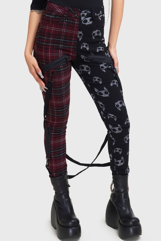 Pantalon en toile Gothic de THE VAMPURR by KILLSTAR - The Vampurr Trousers - M - pour Femme - noir/rouge - THE VAMPURR by KILLSTAR