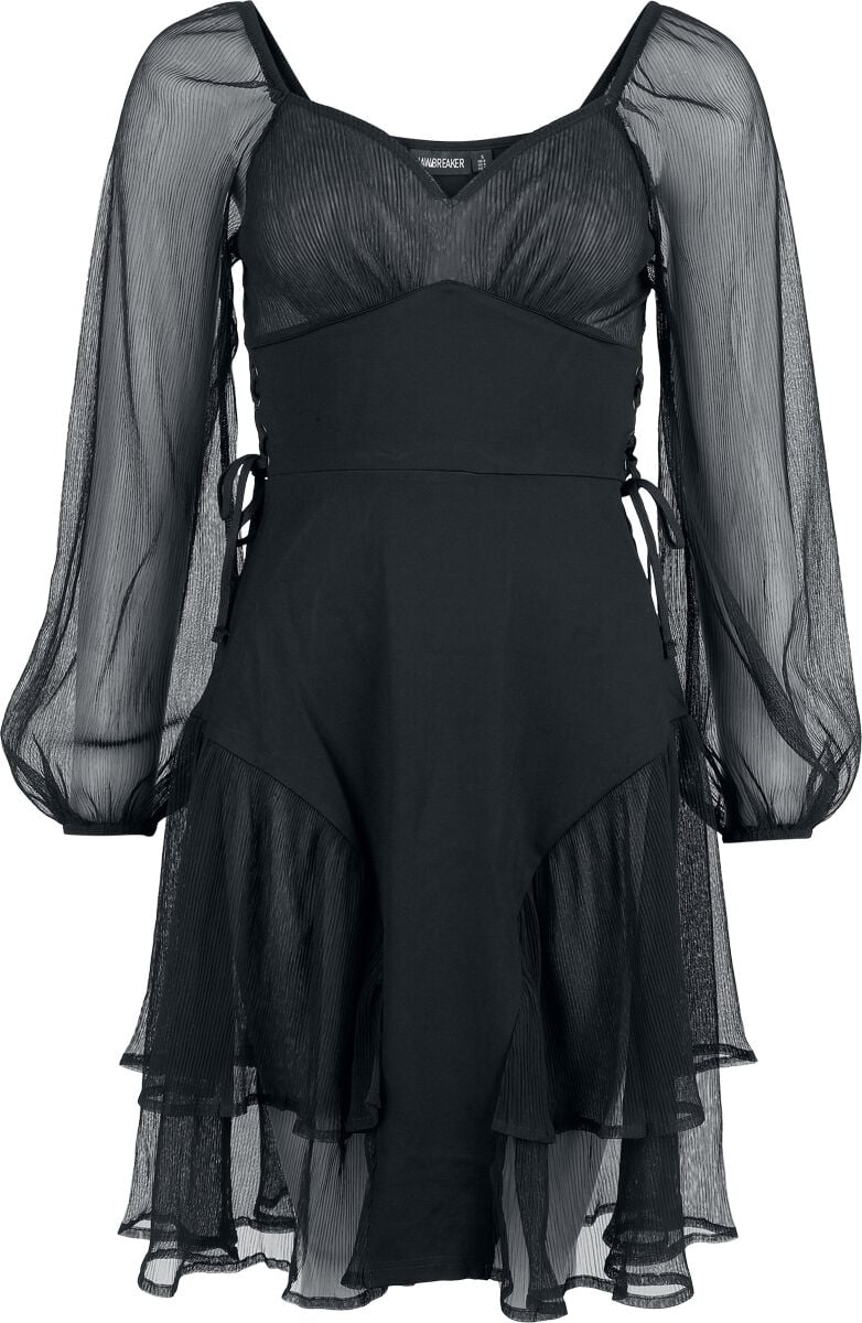 Robe mi-longue Gothic de Jawbreaker - Mesh Froncé & jersey - Robe Courte - XS à L - pour Femme - noir - Jawbreaker