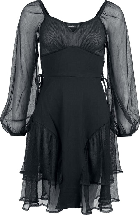 Robe mi-longue Gothic de Jawbreaker - Mesh Froncé & jersey - Robe Courte - XS à L - pour Femme - noir - Jawbreaker