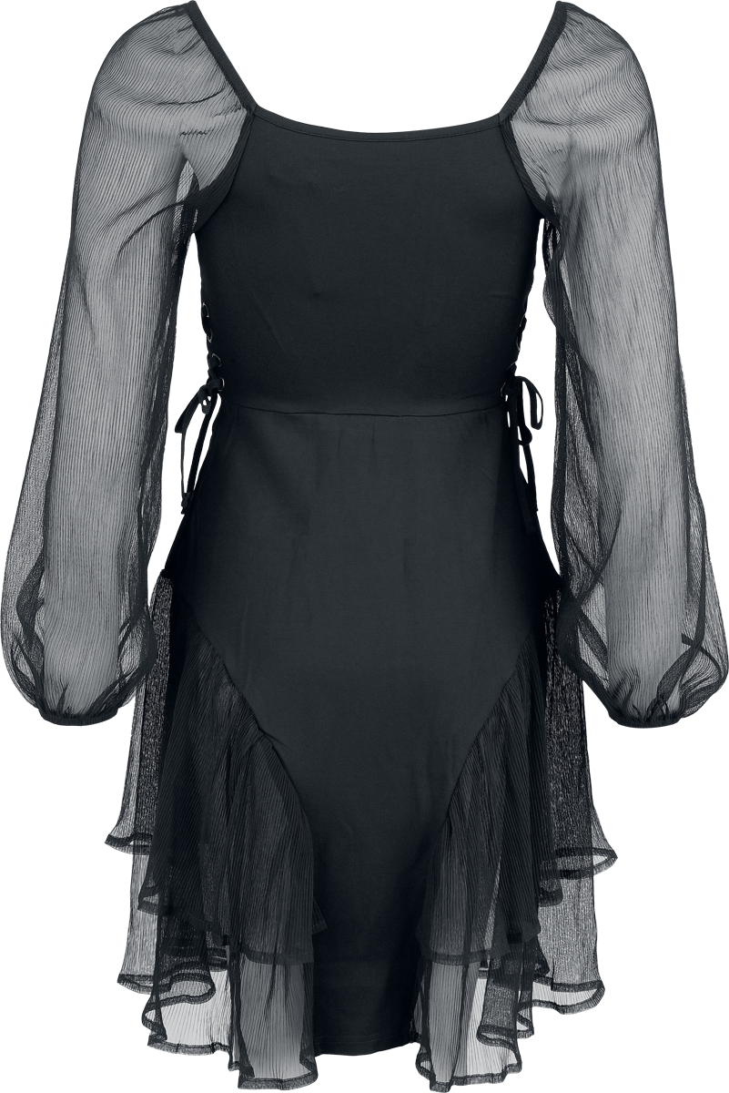 Robe mi-longue Gothic de Jawbreaker - Mesh Froncé & jersey - Robe Courte - XS à L - pour Femme - noir - Jawbreaker - View 2