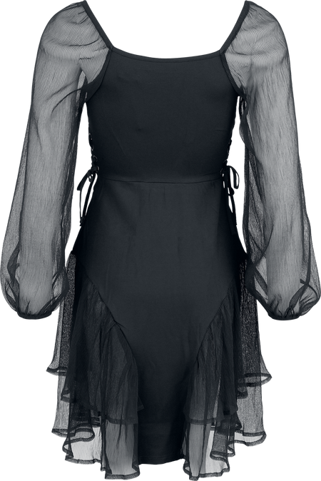 Robe mi-longue Gothic de Jawbreaker - Mesh Froncé & jersey - Robe Courte - XS à L - pour Femme - noir - Jawbreaker - View 2