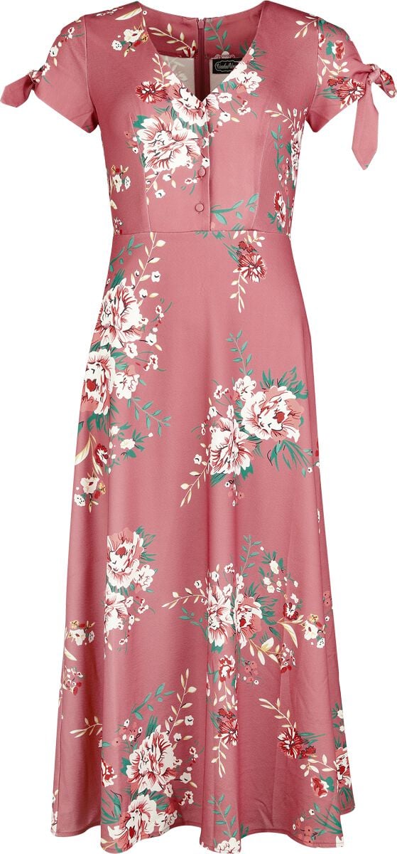 Robe longue  de Voodoo Vixen - Floral - Robe Mi-Longue Manches Nouées - S à M - pour Femme - multicolore - Voodoo Vixen