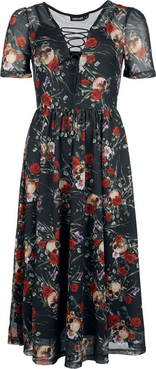 Robe longue  de Jawbreaker - Skull In Rose - Robe en Mesh - XS à M - pour Femme - multicolore - Jawbreaker