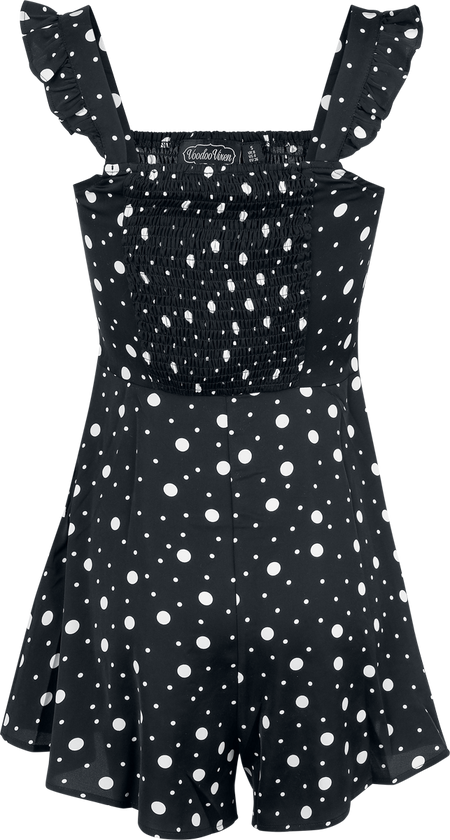 Salopette Rockabilly de Voodoo Vixen - Combi-Short à Pois - XS à XXL - pour Femme - noir/blanc - Voodoo Vixen - View 2