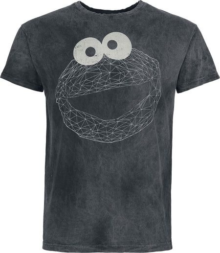 T-Shirt Manches courtes  de Sesame Street - Cookie Monster - Brille Dans Le Noir - M à 3XL - pour Homme - noir - Sesame Street