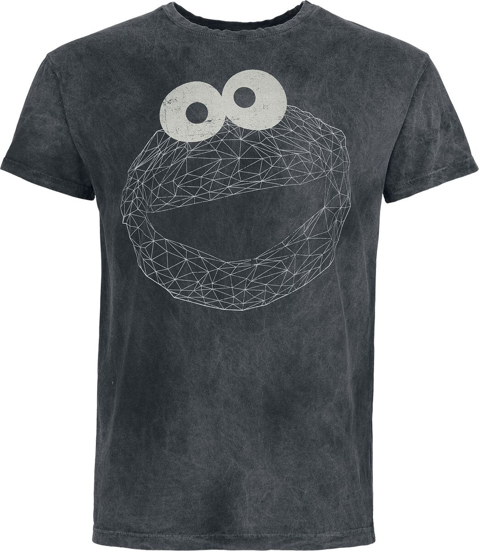 T-Shirt Manches courtes  de Sesame Street - Cookie Monster - Brille Dans Le Noir - M à 3XL - pour Homme - noir - Sesame Street