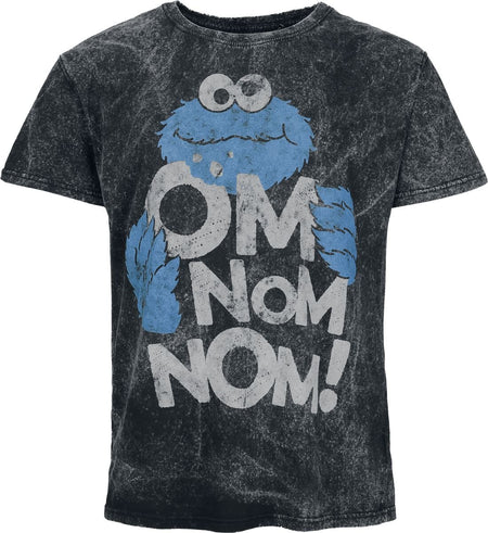 T-Shirt Manches courtes  de Sesame Street - Cookie Monster - Om Nom Nom! - S à 3XL - pour Homme - noir - Sesame Street