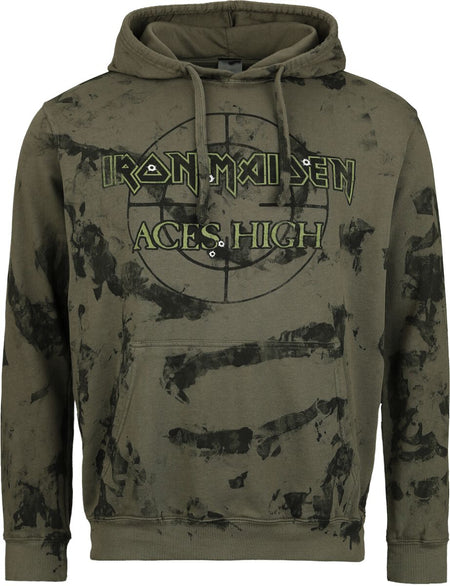 Sweat-shirt à capuche  de Iron Maiden - High Target - S à M - pour Homme - vert - Iron Maiden