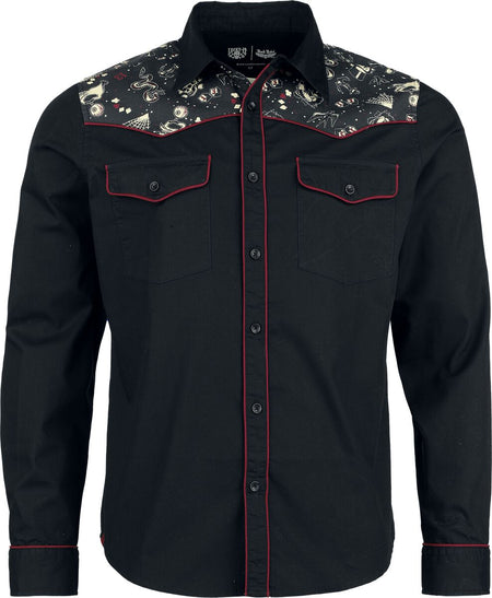 Chemise manches longues  de Rock Rebel by EMP - Rock Rebel X Lucky 13 - Shirt - M à XXL - pour Homme - noir - Rock Rebel by EMP