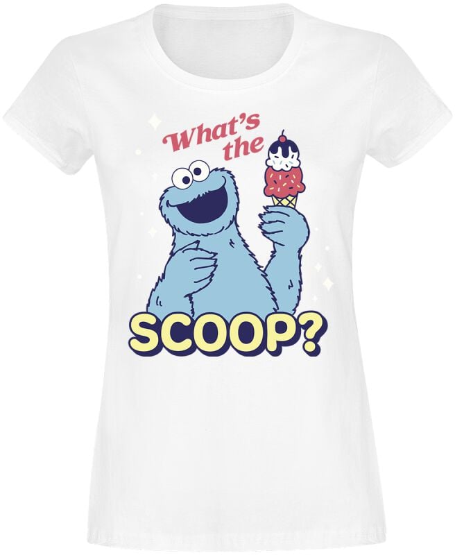 T-Shirt Manches courtes  de Sesame Street - Cookie Monster - Scoop - M à XXL - pour Femme - blanc - Sesame Street
