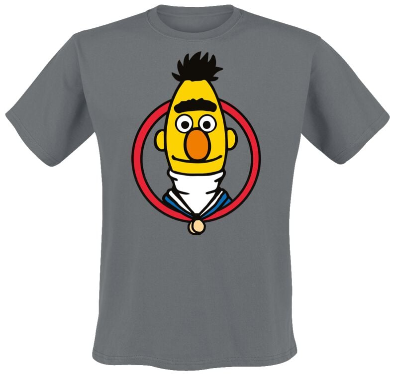 T-Shirt Manches courtes  de Sesame Street - Bert - L à 3XL - pour Homme - gris - Sesame Street