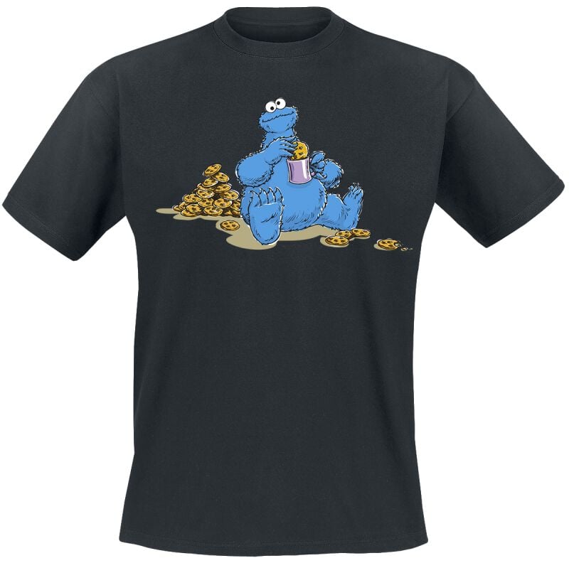 T-Shirt Manches courtes  de Sesame Street - Cookie Monster - Cookie Time - M à 3XL - pour Homme - noir - Sesame Street