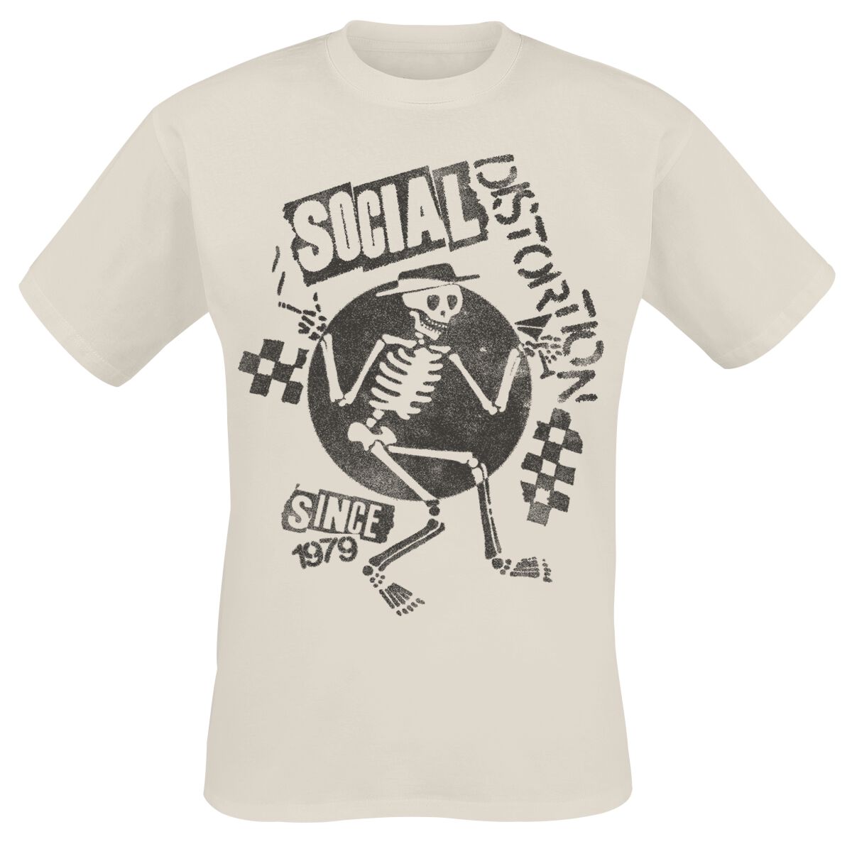T-Shirt Manches courtes  de Social Distortion - Checkered Skelly - S à XXL - pour Homme - naturel - Social Distortion