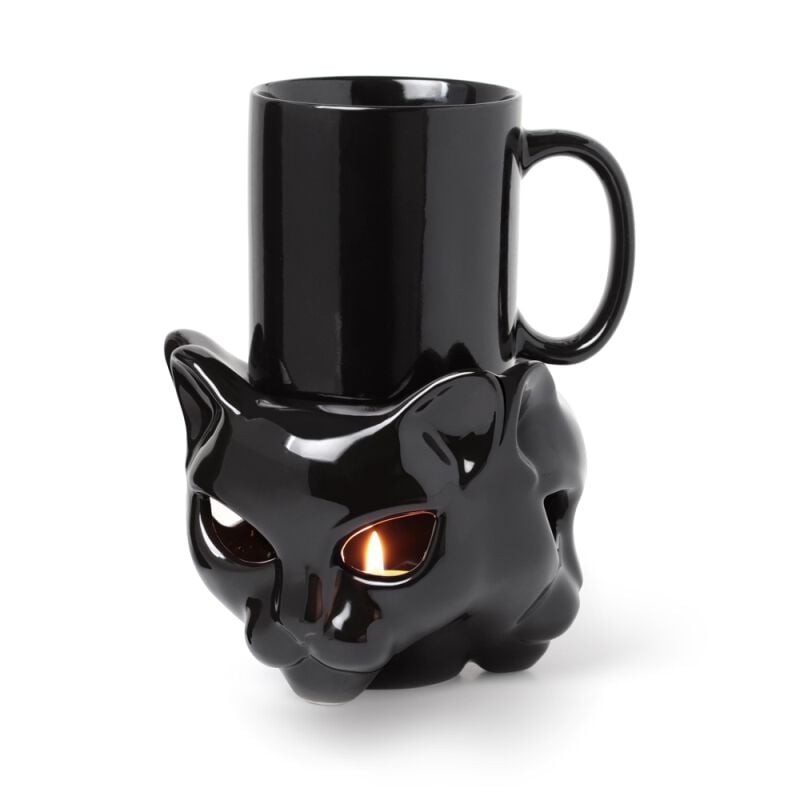 Mug Gothic de Alchemy England - Mug avec Réchauffe-Tasse Chat - pour Unisexe - noir - Alchemy England