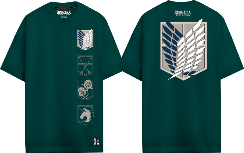 T-Shirt Manches courtes  de L'Attaque Des Titans - Wings of Freedom - Oversize - S à XL - pour Homme - vert - L'Attaque Des Titans - View 2
