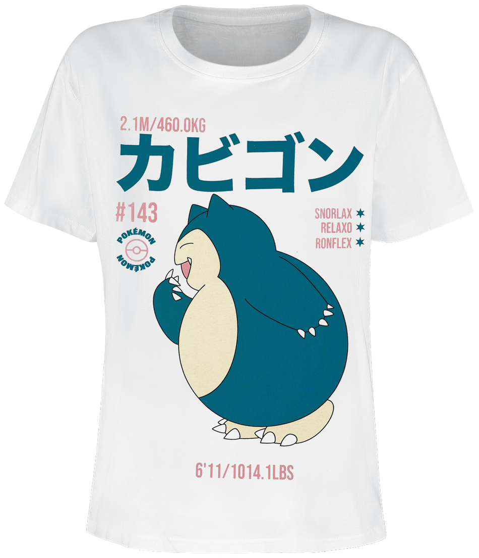 T-Shirt Manches courtes Gaming de Pokémon - Ronflex - XS à XXL - pour Femme - blanc - Pokémon - View 2