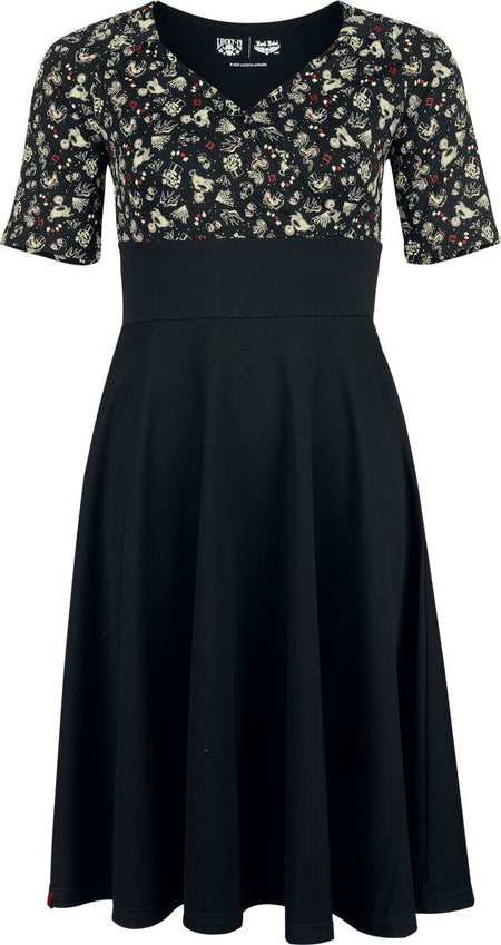 Robe courte  de Rock Rebel by EMP - Pois - S à L - pour Femme - noir - Rock Rebel by EMP