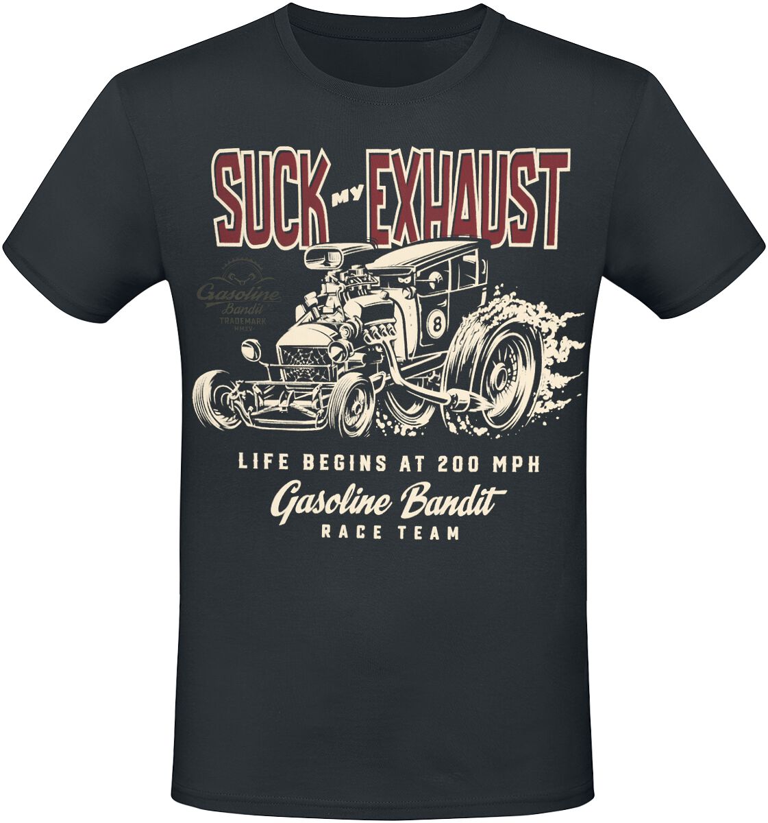 T-Shirt Manches courtes Rockabilly de Gasoline Bandit - 200 MPH - S à 4XL - pour Homme - noir - Gasoline Bandit