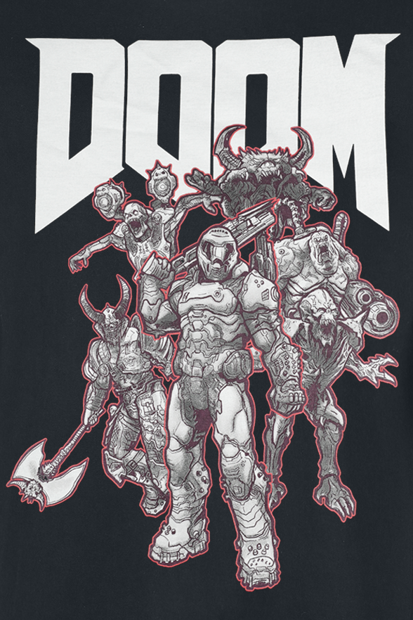 T-Shirt Manches courtes Gaming de Doom - Demon Slayer - S à XL - pour Homme - noir - Doom - View 2
