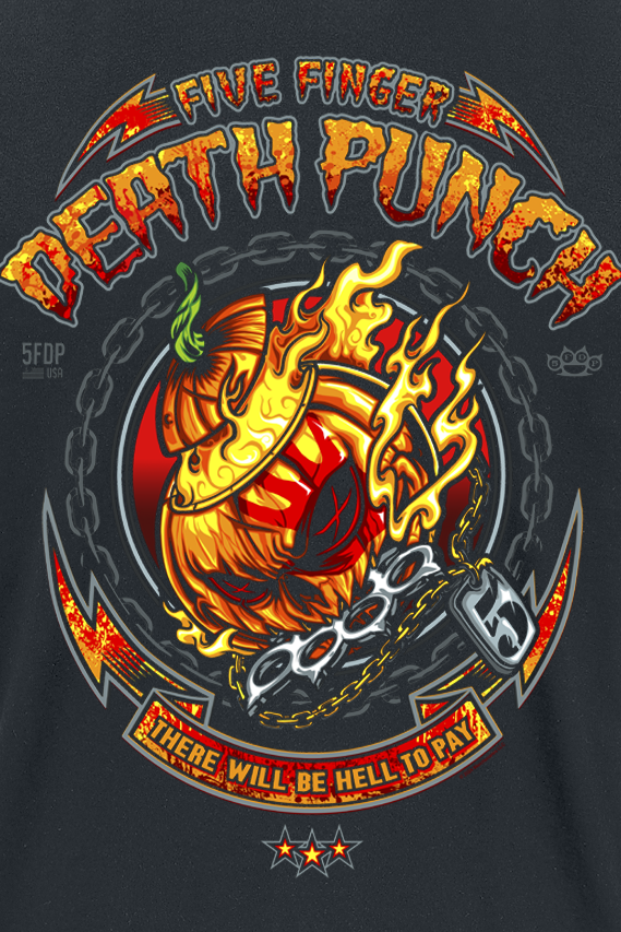T-Shirt Manches courtes  de Five Finger Death Punch - Burning Pumpkin Halloween - M à L - pour Homme - noir - Five Finger Death Punch - View 2