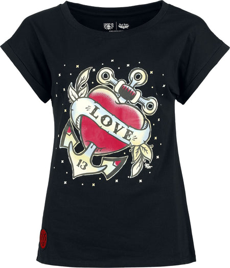 T-Shirt Manches courtes  de Rock Rebel by EMP - Rock Rebel X Lucky 13 - T- Shirt - S à XXL - pour Femme - noir - Rock Rebel by EMP