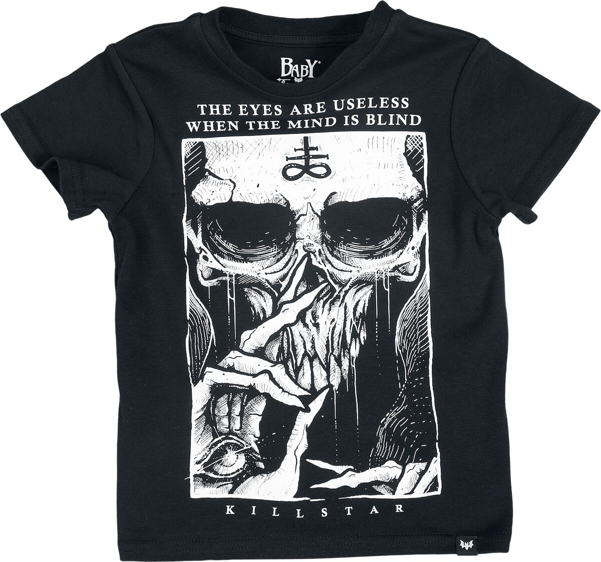 T-shirt Gothic de Baby Bat by Killstar - Mini Blind Mind T-Shirt - 92/98 à 110/116 - pour garçons - noir - Baby Bat by Killstar